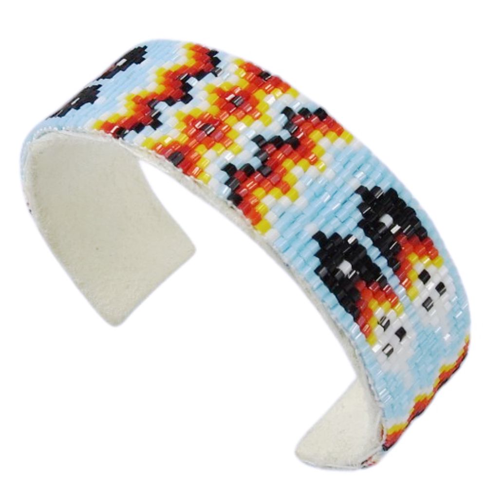 Unisex Armspange mit Glasperlenverzierung - Two Feathers Beadwork