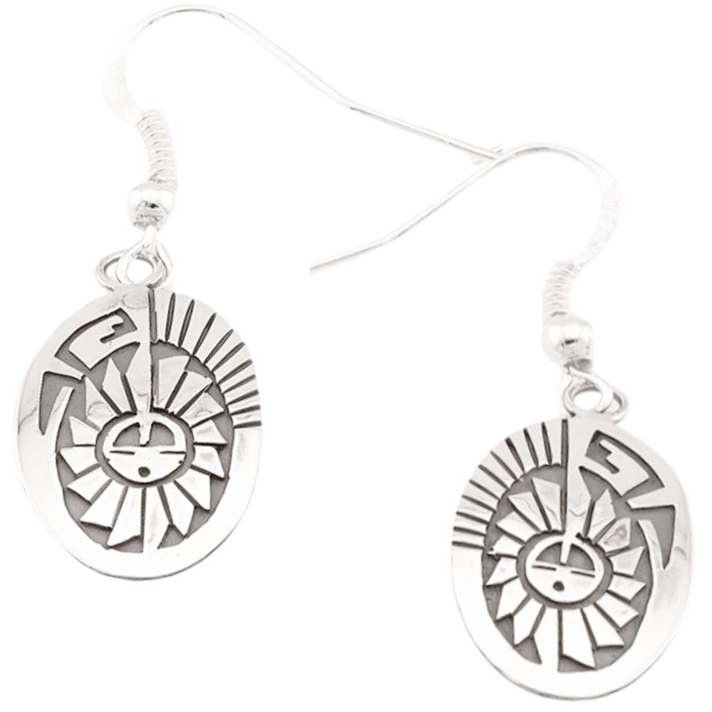 Indianerschmuck Ohrhänger aus Sterling Silber - Hopi Style Sunface