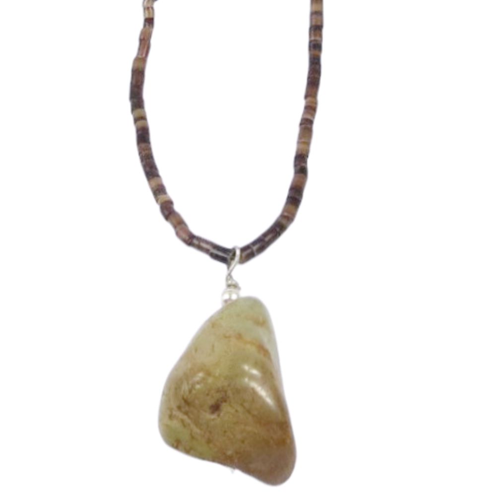 Indianerschmuck Kette - Green Nugget Heishi