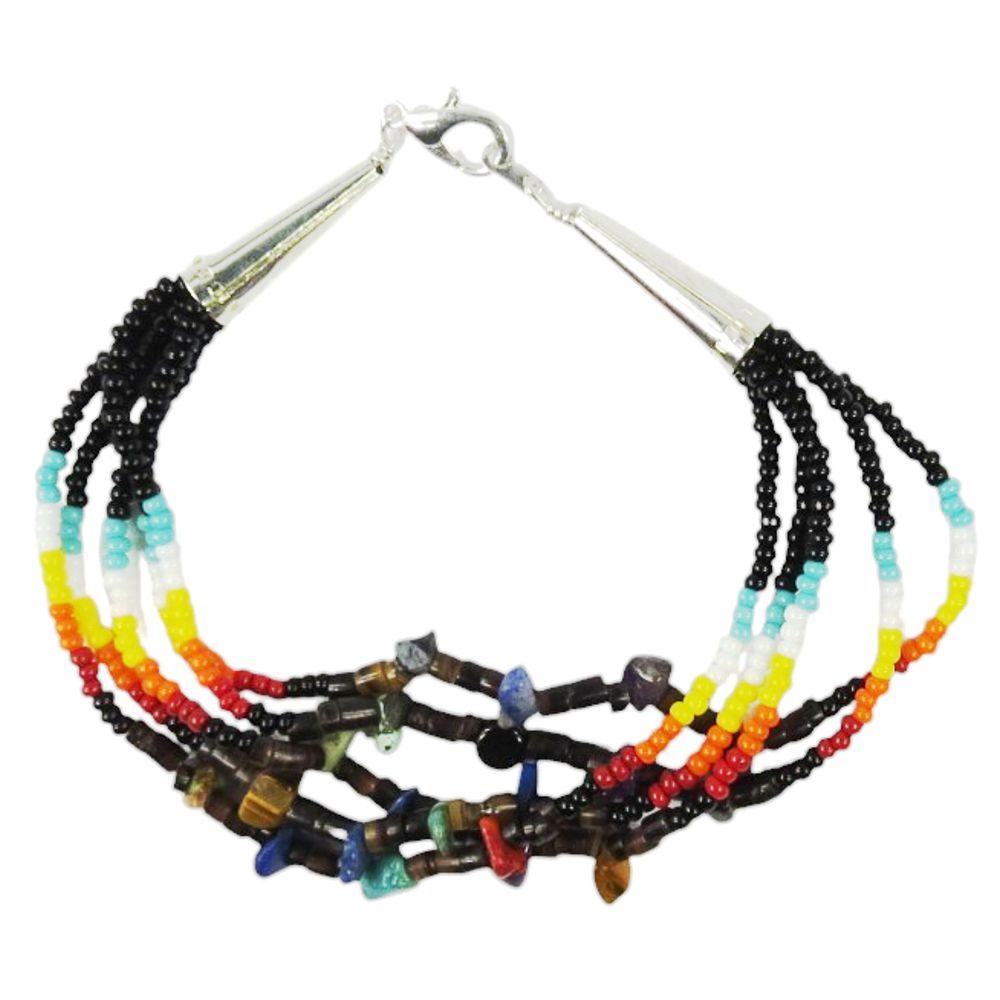 Indianerschmuck Glasperlen-Armband - Beaded Gem Nuggets, Schwarz