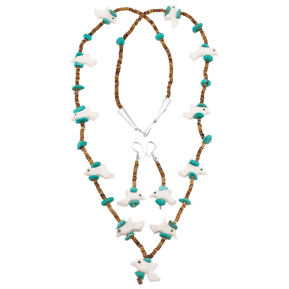 Indianerschmuck-Set: Fetischkette und Ohrhänger - Native Spirit Birds