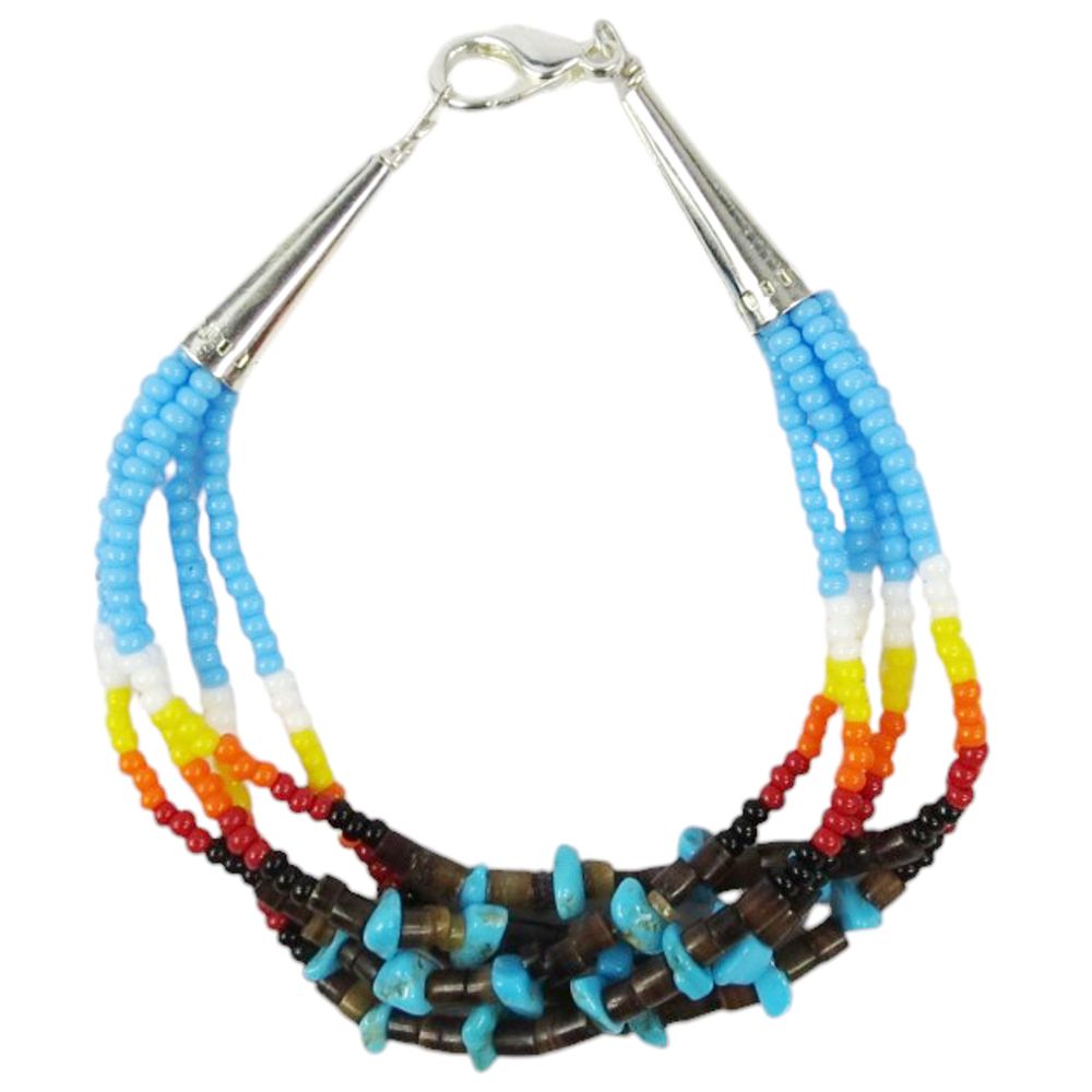 Indianerschmuck Glasperlen-Armband - Turquoise Nuggets, Blau