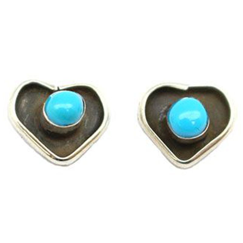 Mini-Ohrstecker aus Sterling Silber - Little Turquoise Heart